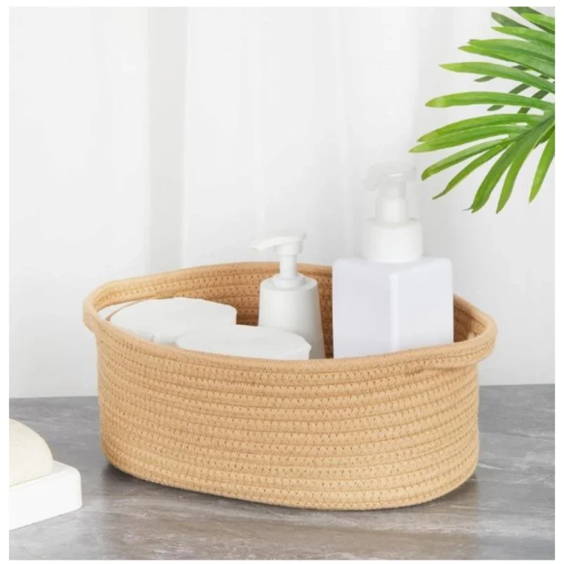 Generic Cotton 2 Pcs Oval Basket Storage Basket For Clothes (Beige) - Image 2