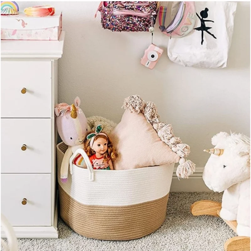 Generic Cotton Laundry Basket Pack of 1 Storage Basket For Clothes (Beige) - Image 3