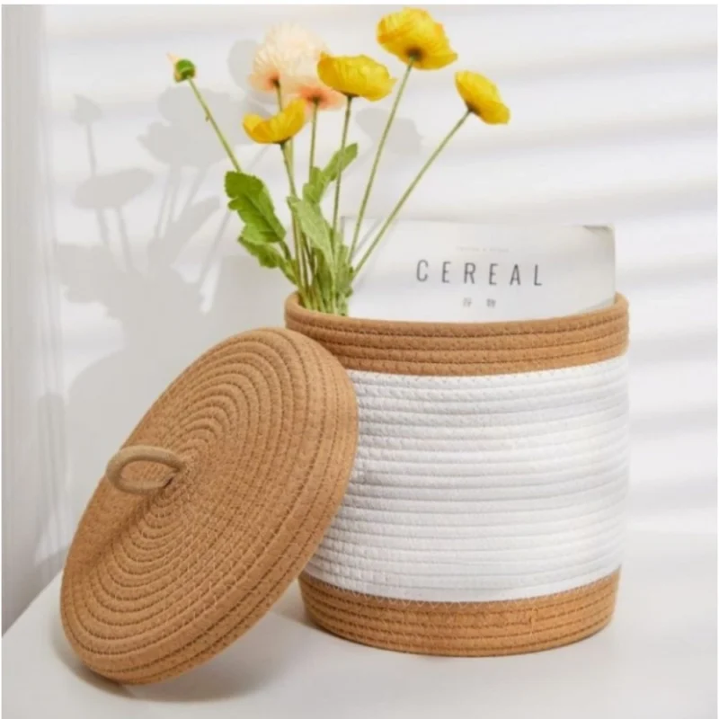 Generic Cotton Basket Pack of 1 Storage Basket For Clothes (White) - Image 3