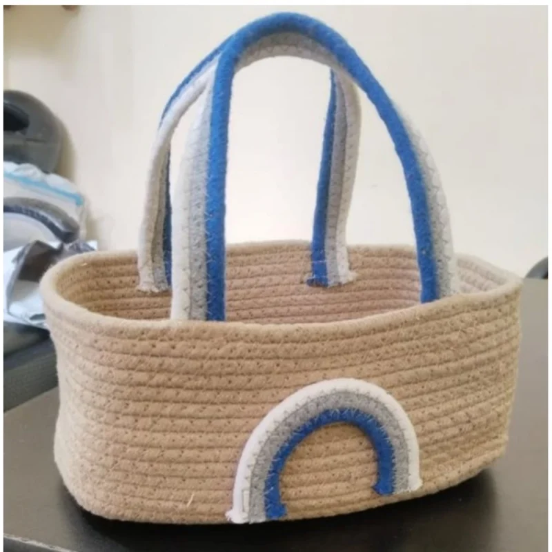 Generic Cotton Rainbow Basket Pack of 1 Storage Basket For Clothes (Multicolor) - Image 2
