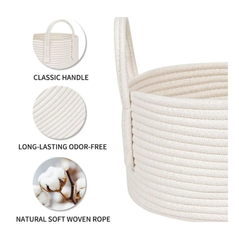 Generic Cotton Basket Inch Pack of 1 Storage Basket For Clothes (White) - Image 3