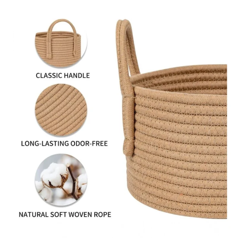 Generic Cotton Basket Inch Pack of 1 Storage Basket For Clothes (Beige) - Image 3