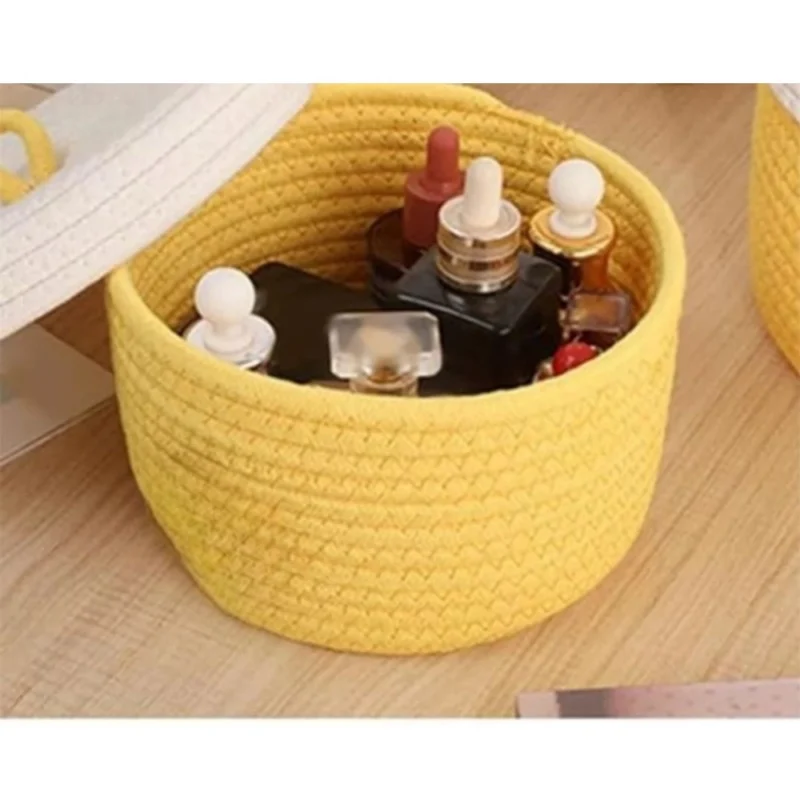 Generic Cotton Box White Lid Inch Pack of 1 Storage Basket For Clothes (Yellow) - Image 2
