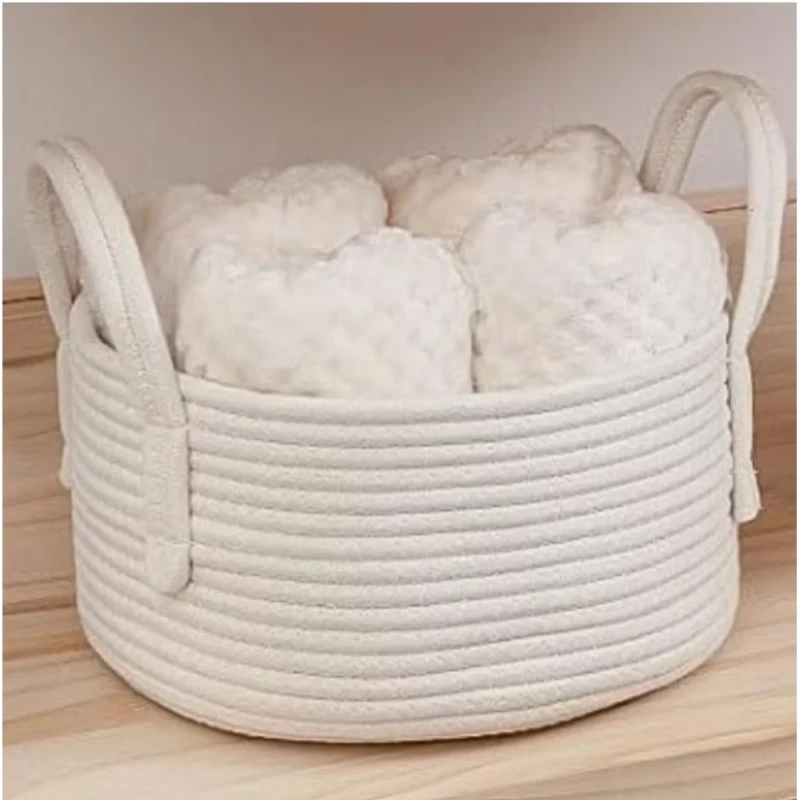 Generic Cotton Basket Inch Pack of 1 Storage Basket For Clothes (White) - Image 2