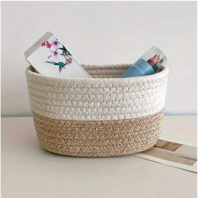 Generic Cotton Bathroom Storage Basket Pack of 1 Storage Basket For Clothes (White) - Image 2