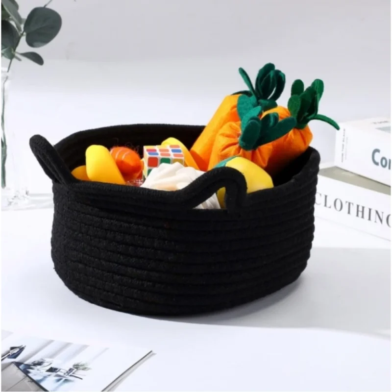 Generic Cotton Cat Basket Inch Pack of 1 Storage Basket For Clothes (Black) - Image 2