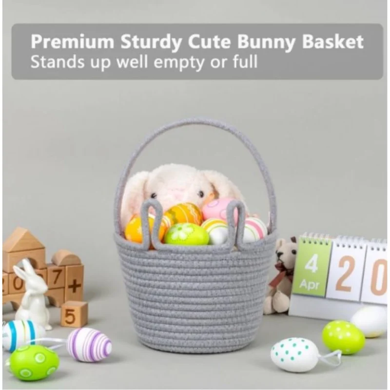 Generic Cotton Toy Bucket Pack of 1 Storage Basket For Clothes (Grey) - Image 3