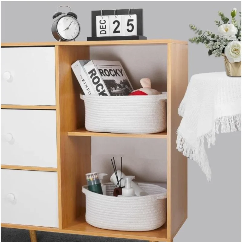 Generic Cotton Pcs Oval Basket  Storage Basket For Clothes (White) - Image 2