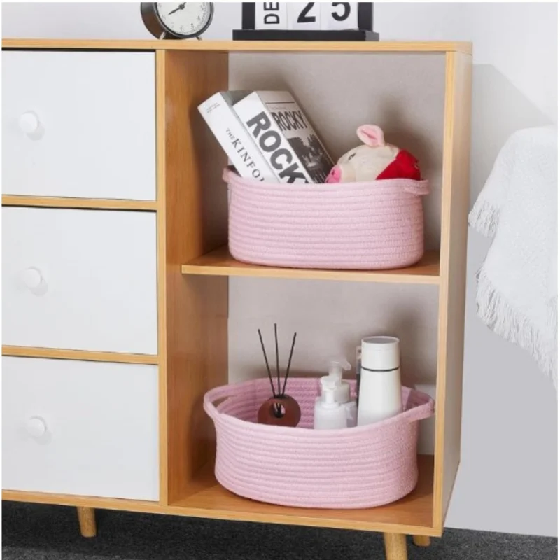 Generic Cotton 2 Pcs Oval Basket  Storage Basket For Clothes (Pink) - Image 3