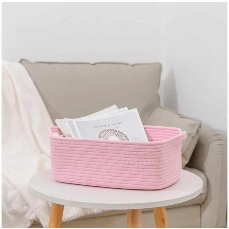 Generic Cotton Basket Pack of 1 Storage Basket For Clothes (Pink) - Image 3