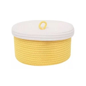 Generic Cotton Box White Lid Inch Pack of 1 Storage Basket For Clothes (Yellow)