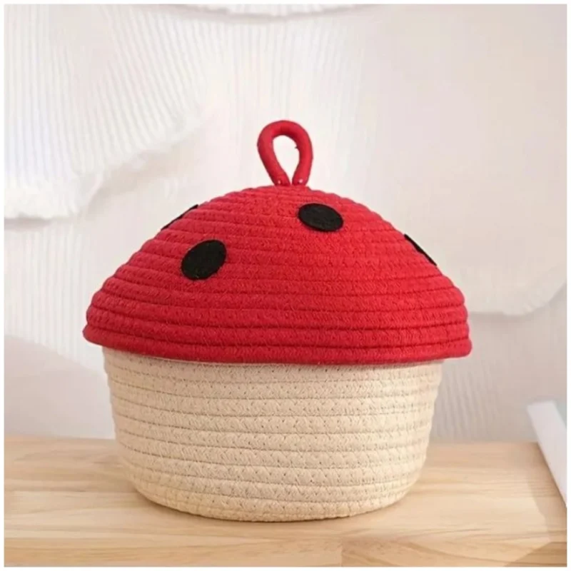 Generic Cotton Box Red lid Pack of 1 Storage Basket For Clothes (White) - Image 2