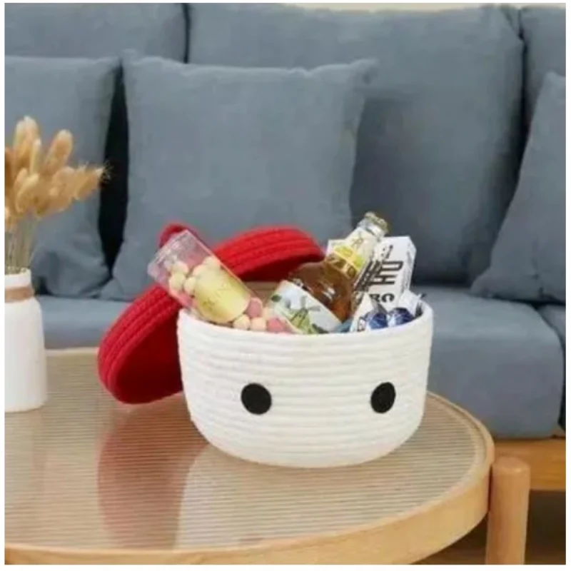 Generic Cotton Box Red Lid Inch Pack of 1 Storage Basket For Clothes (White) - Image 2