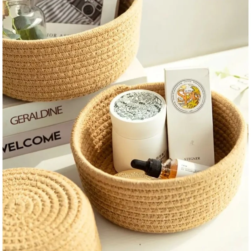 Generic Cotton 3 Pcs Round Set Storage Basket For Clothes (Brown) - Image 2