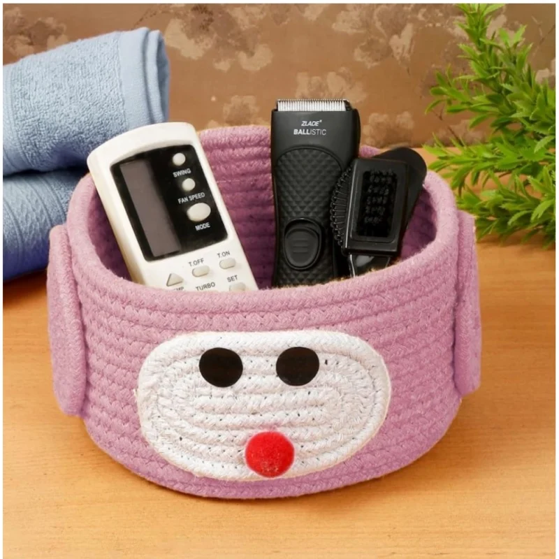 Generic Cotton Pen Holder Pack of 1 Storage Basket For Clothes (Pink) - Image 3