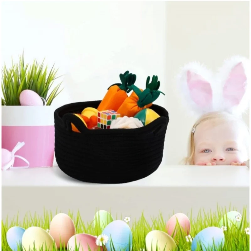 Generic Cotton Cat Basket Inch Pack of 1 Storage Basket For Clothes (Black) - Image 3