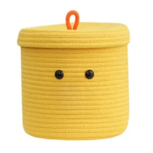 Generic Cotton Basket with lid Pack of 1 Storage Basket For Clothes (Yellow)