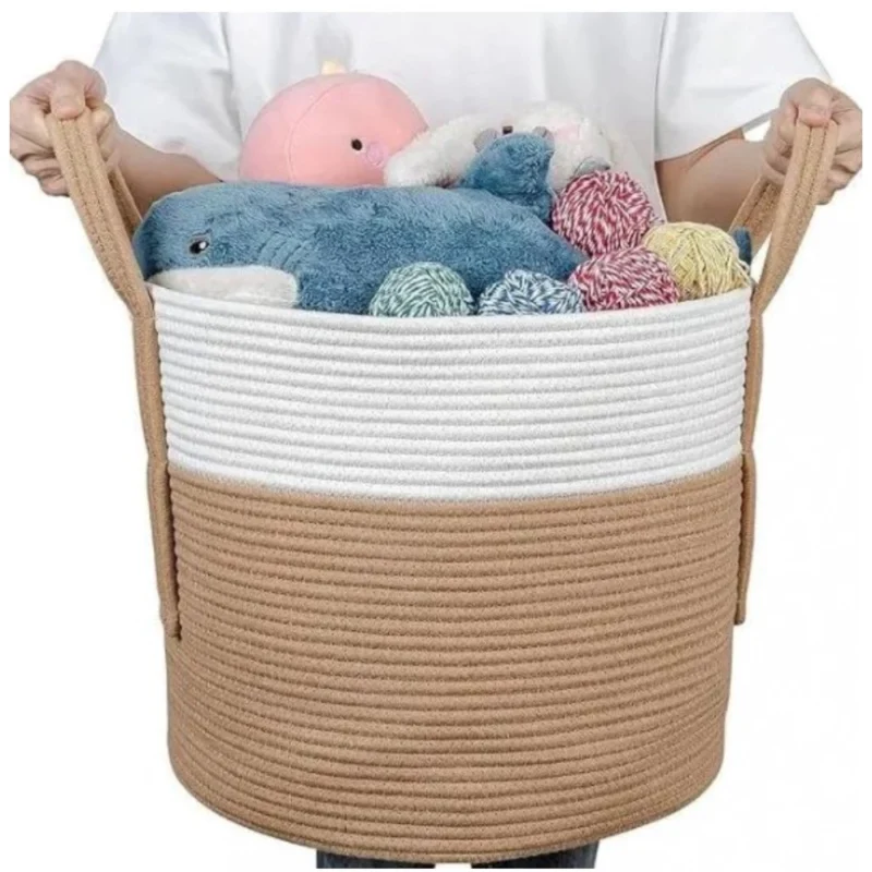 Generic Cotton With Handle Pack of 1 Storage Basket For Clothes (White) - Image 3