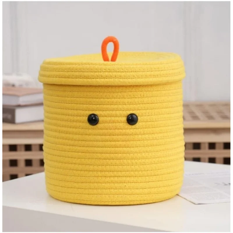 Generic Cotton Basket with lid Pack of 1 Storage Basket For Clothes (Yellow) - Image 2