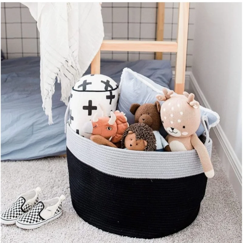 Generic Cotton Laundry Basket Pack of 1 Storage Basket For Clothes (Grey) - Image 3