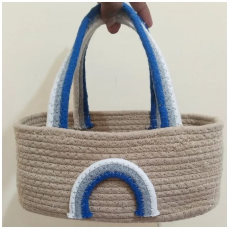 Generic Cotton Rainbow Basket Pack of 1 Storage Basket For Clothes (Multicolor) - Image 3