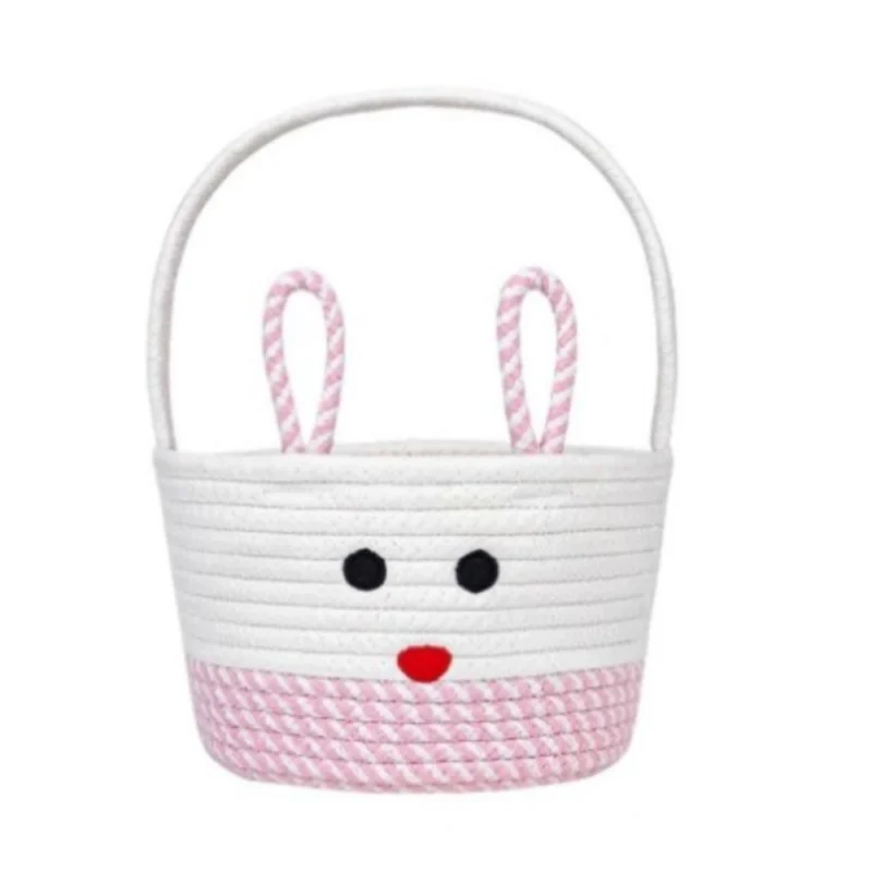Generic Cotton Mix Toy Bucket Pack of 1 Storage Basket For Clothes (Pink) - Image 3