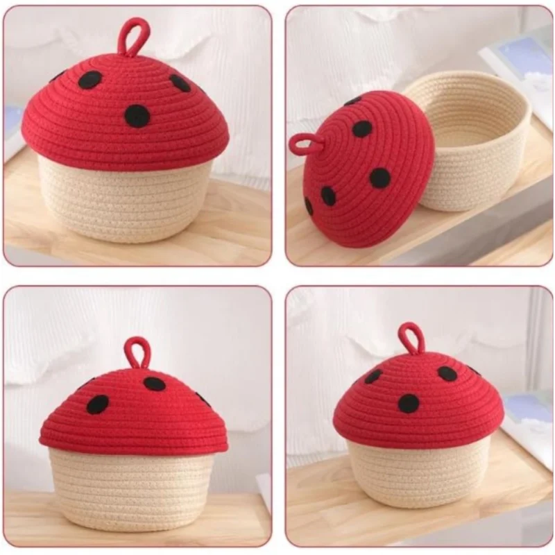 Generic Cotton Box Red lid Pack of 1 Storage Basket For Clothes (White) - Image 3
