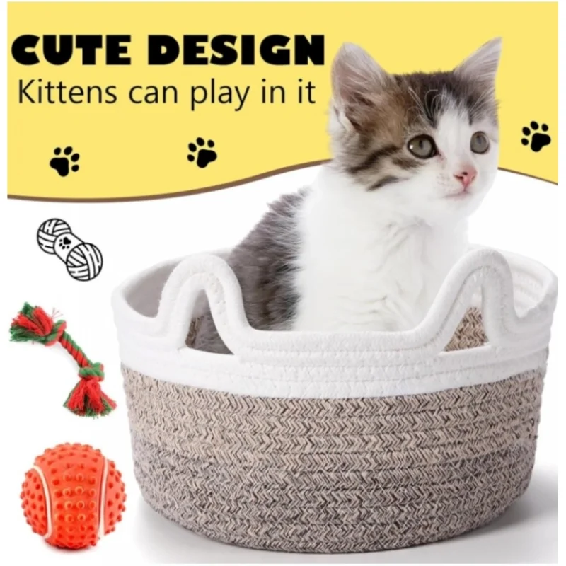 Generic Cotton Cat Basket Inch Pack of 1 Storage Basket For Clothes (Multicolor) - Image 2