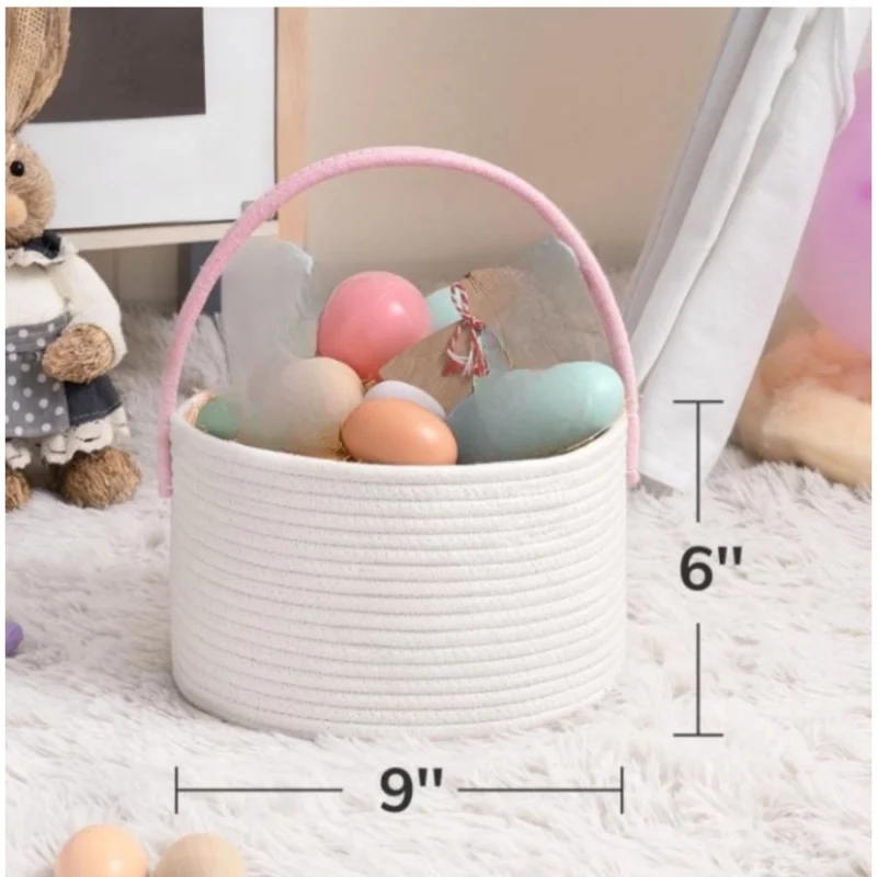 Generic Cotton Ear Toys Bucket Pack of 1 Storage Basket For Clothes (White) - Image 3