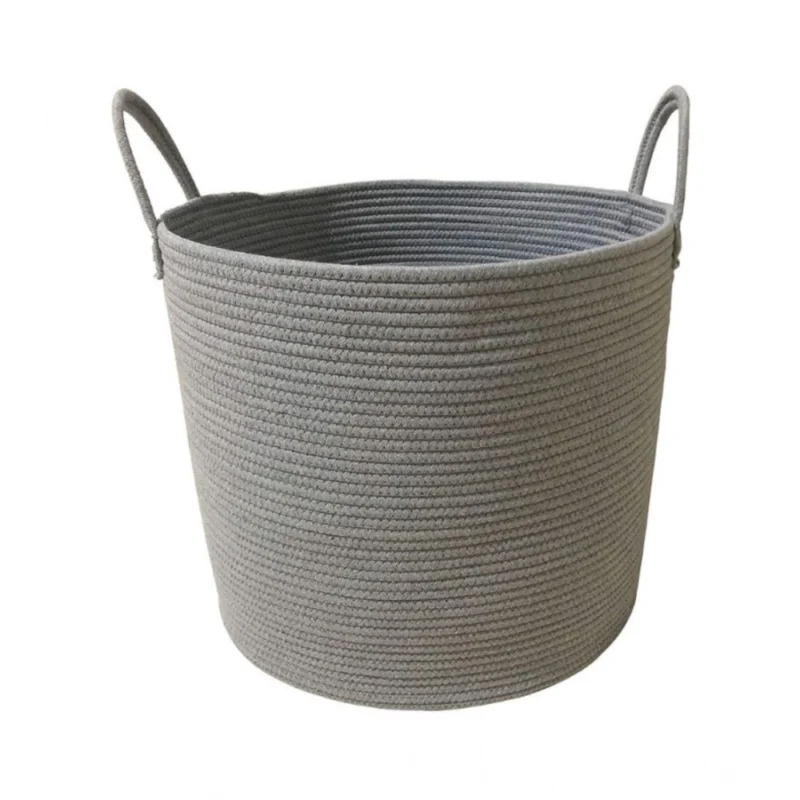 Generic Cotton Basket Pack of 1 Storage Basket For Clothes (Grey)