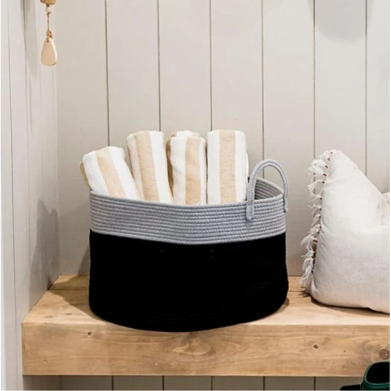 Generic Cotton Laundry Basket Pack of 1 Storage Basket For Clothes (Grey) - Image 2