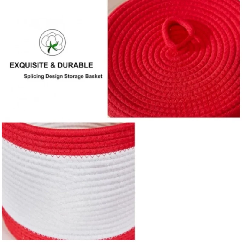 Generic Cotton Basket Pack of 1 Storage Basket For Clothes (Red) - Image 3