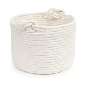 Generic Cotton White Inch Pack of 1 Storage Basket For Clothes (White)