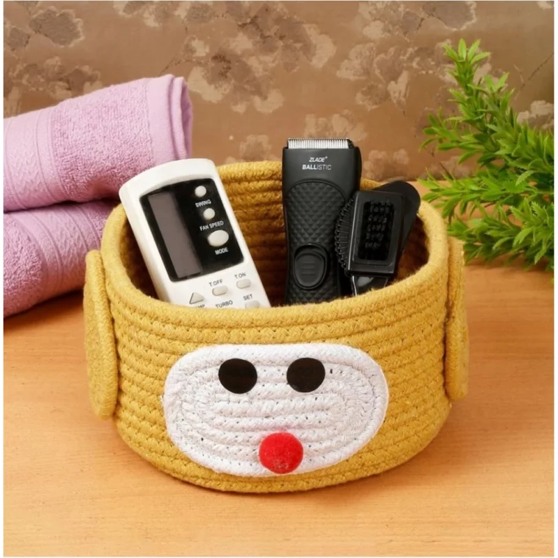 Generic Cotton Pen Holder Pack of 1 Storage Basket For Clothes (Yellow) - Image 3