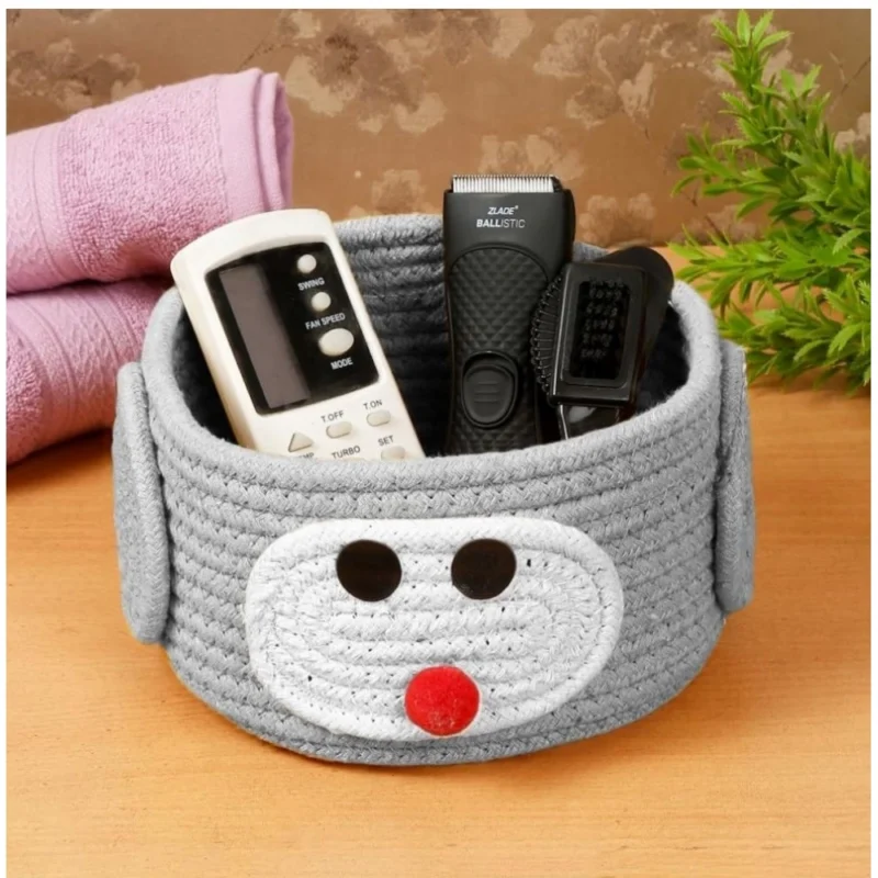 Generic Cotton Pan Holder Pack of 1 Storage Basket For Clothes (Grey) - Image 3