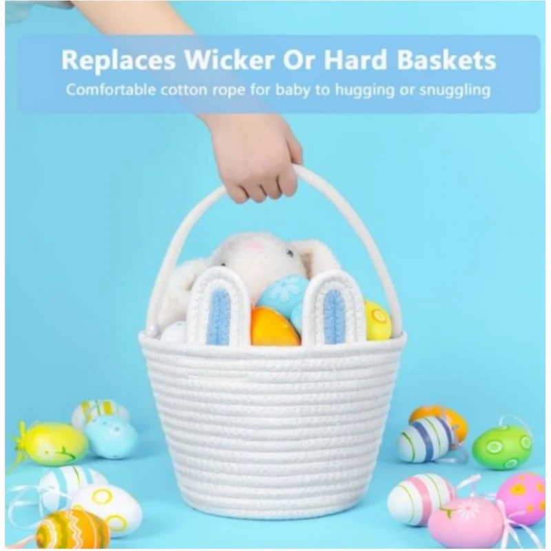 Generic Cotton Ear Toys Bucket Pack of 1 Storage Basket For Clothes (White) - Image 2