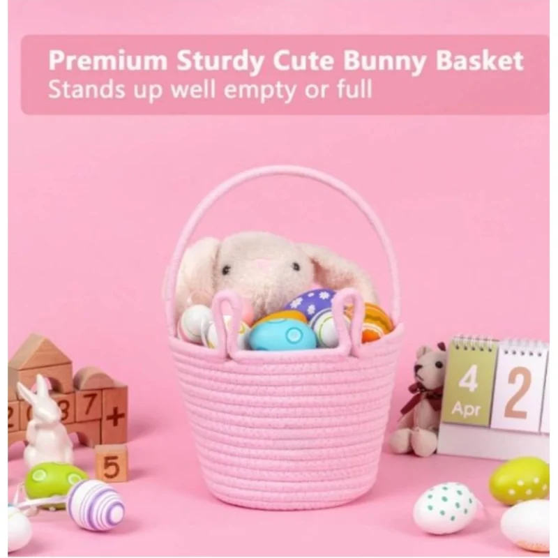 Generic Cotton Toy Bucket Pack of 1 Storage Basket For Clothes (Pink) - Image 2