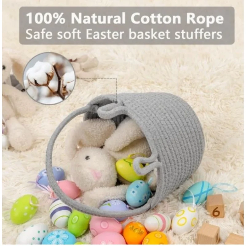 Generic Cotton Toy Bucket Pack of 1 Storage Basket For Clothes (Grey) - Image 2