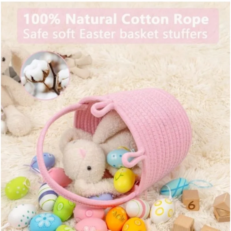 Generic Cotton Toy Bucket Pack of 1 Storage Basket For Clothes (Pink) - Image 3