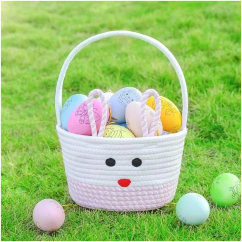 Generic Cotton Mix Toy Bucket Pack of 1 Storage Basket For Clothes (Pink) - Image 2