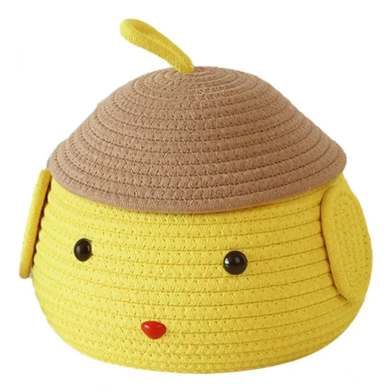 Generic Cotton  lid Pack of 1 Storage Basket For Clothes (Yellow) - Image 3
