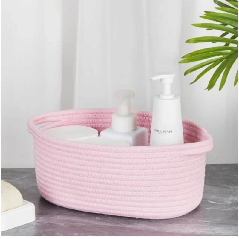 Generic Cotton 2 Pcs Oval Basket  Storage Basket For Clothes (Pink) - Image 2