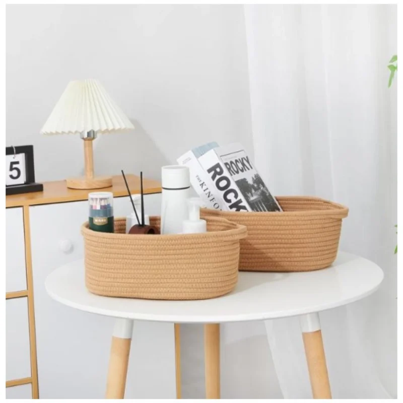 Generic Cotton 2 Pcs Oval Basket Storage Basket For Clothes (Beige) - Image 3