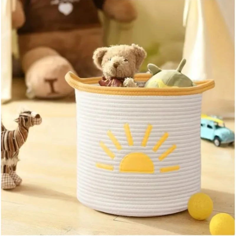 Generic Cotton Sun Basket Pack of 1 Storage Basket For Clothes (White) - Image 2