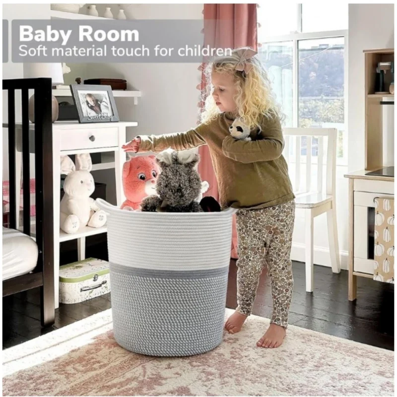 Generic Cotton Laundry Basket Pack of 1 Storage Basket For Clothes (Grey) - Image 3