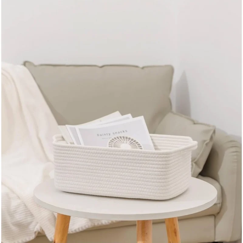 Generic Cotton Basket Pack of 1 Storage Basket For Clothes (White) - Image 2
