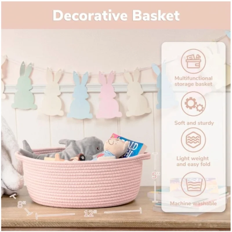 Generic Cotton Baby Gift Basket Pack of 1 Storage Basket For Clothes (Pink) - Image 3