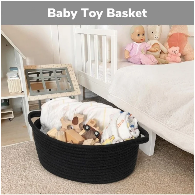 Generic Cotton Baby Gift Basket Pack of 1 Storage Basket For Clothes (Black) - Image 2