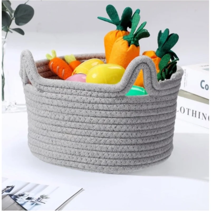 Generic Cotton Cat Basket Inch Pack of 1 Storage Basket For Clothes (Grey) - Image 2