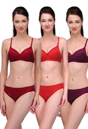 "Elegant" Solid Color Bra Sets ( Pk of 3)